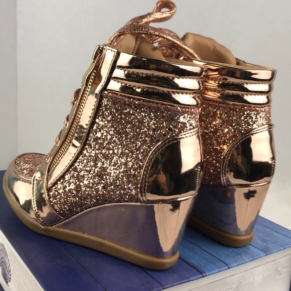 ROSE GOLD WEDGE SNEAKERS - Picture 8 of 8